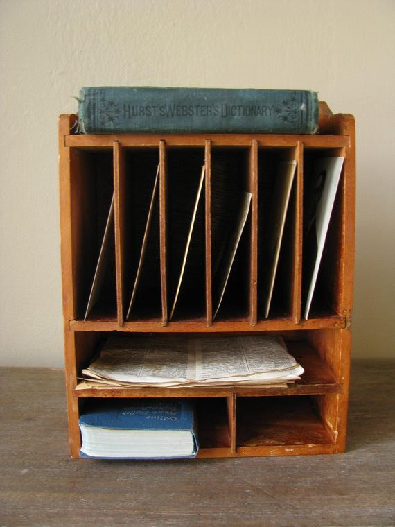 Vintage Desk Organizer
 vintage wooden DESK organizer letter sorter