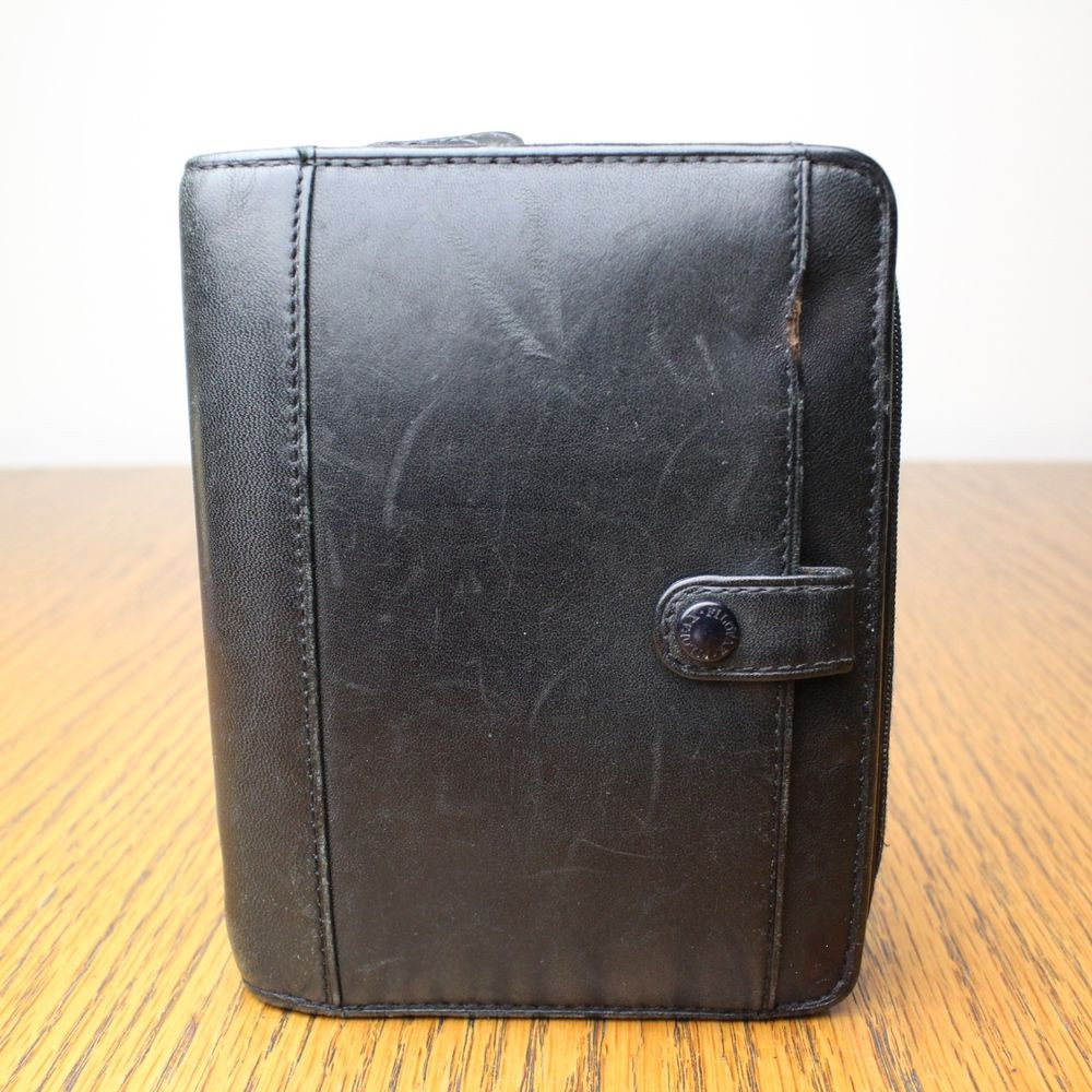 Wallet Planner organizer Elegant Filofax Pocket Durham Deluxe soft Black Leather Planner