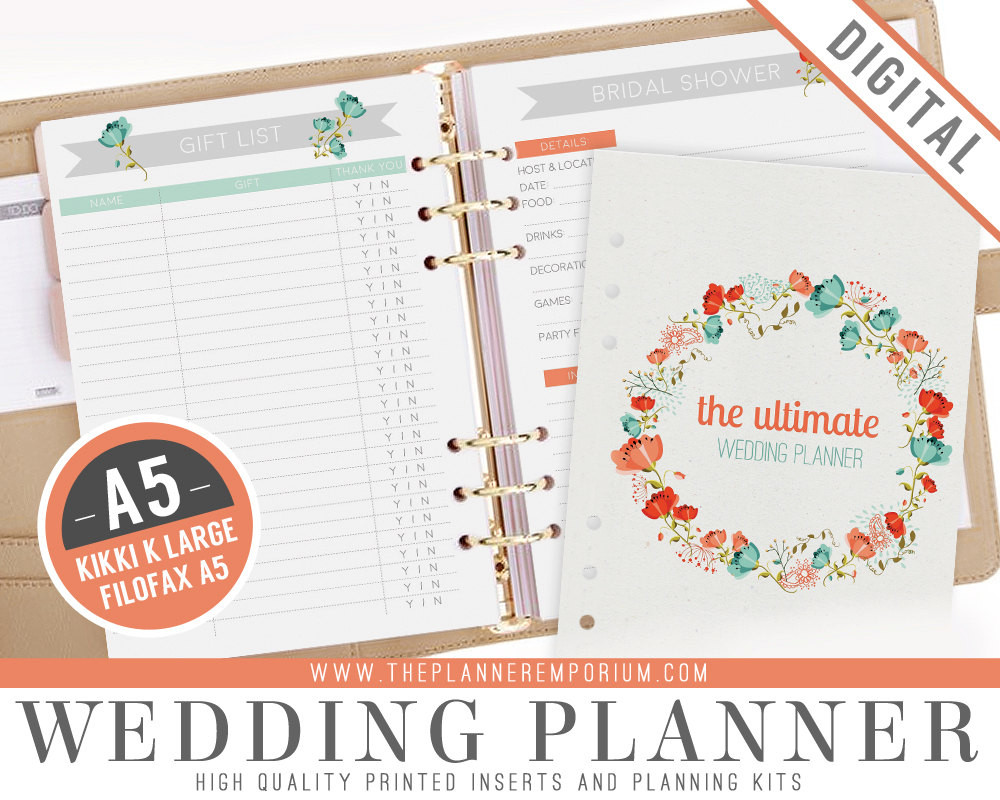 Wedding Planner And Organizer
 A5 Ultimate Wedding Planner Organizer Kit Instant Download