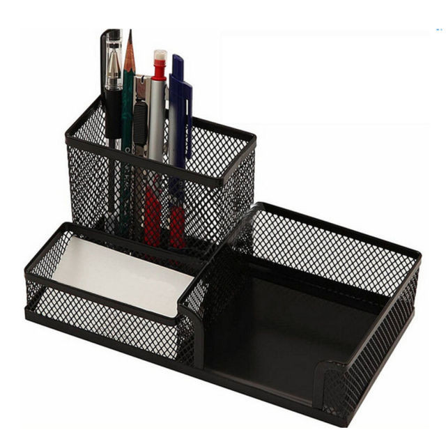 Wire Mesh Desk Organizer
 Black Mesh Metal Desktop fice Pen Pencil Holder Storage