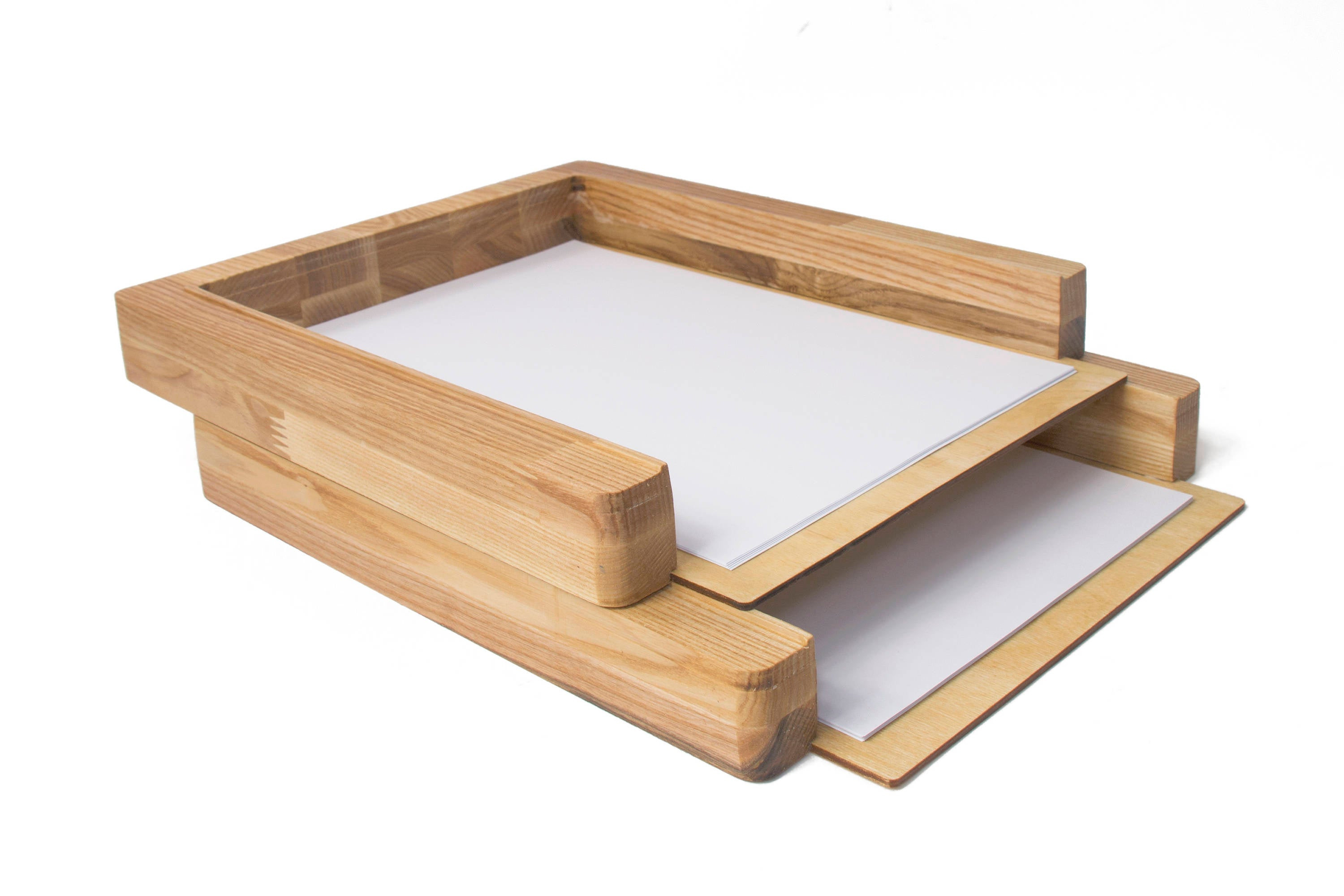 Wooden Paper organizer Fresh Paper Tray 2 Stages Desk organizer Wood Paper sorter Desk