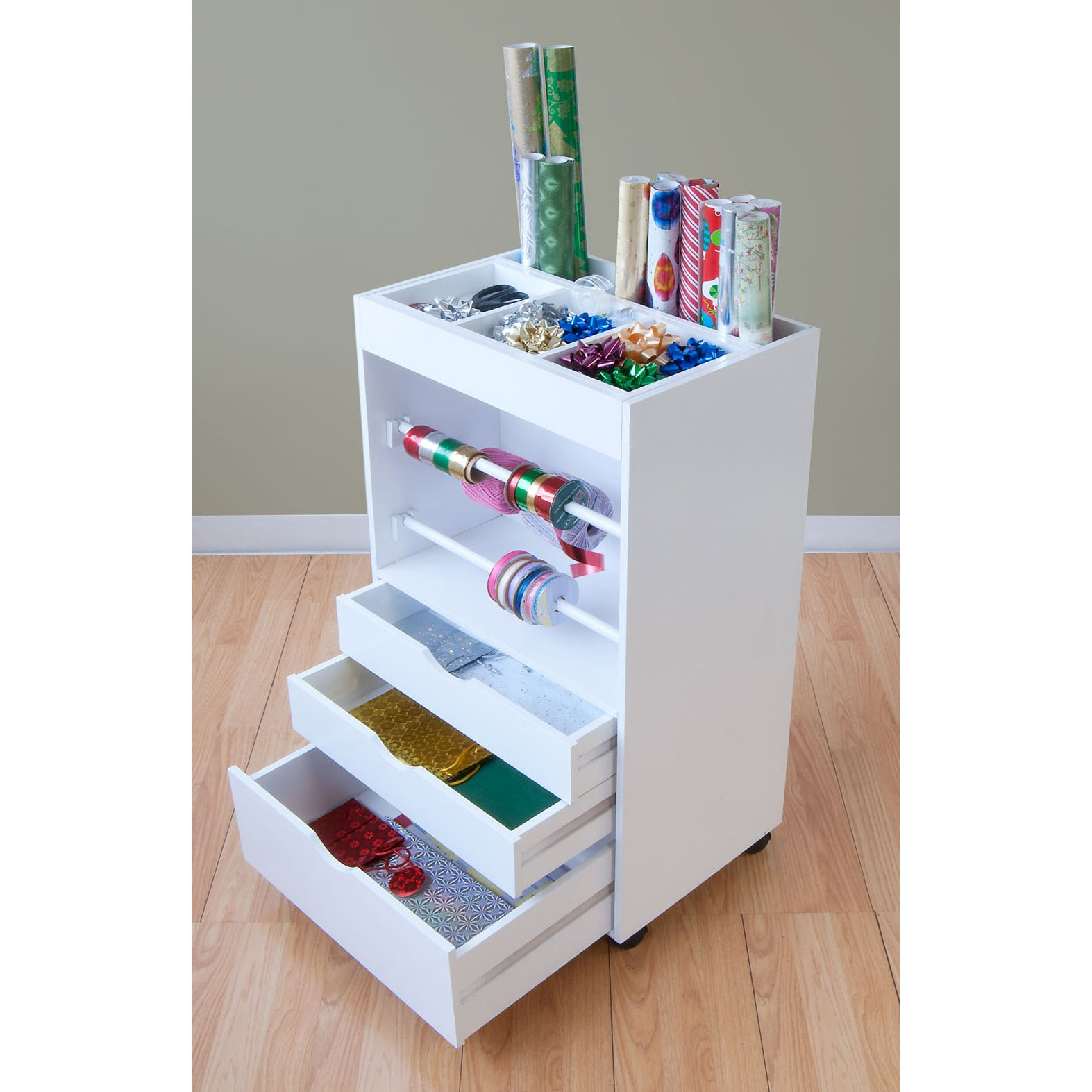 Wrapping Paper Organizer
 New White Wrapping Storage Container Cart 3 Drawer Gift