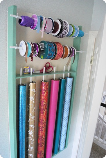 Wrapping Paper Organizer
 DIY Wrapping Paper and Ribbon Organizer